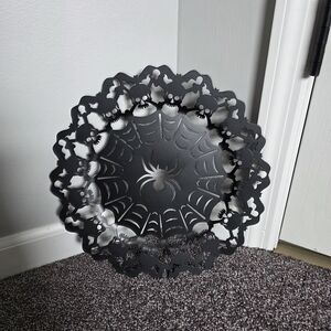 Halloween goth skull spider charger plate wall decor.